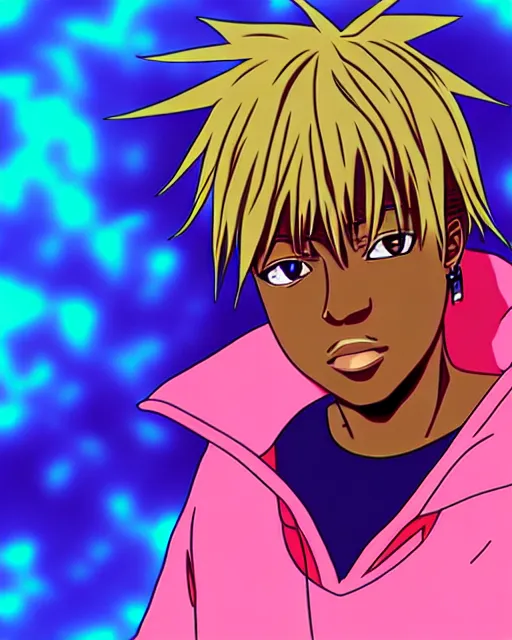 Prompt: juice wrld rapper rockstar legend as an anime character highly detailed photo realistic anime digital art