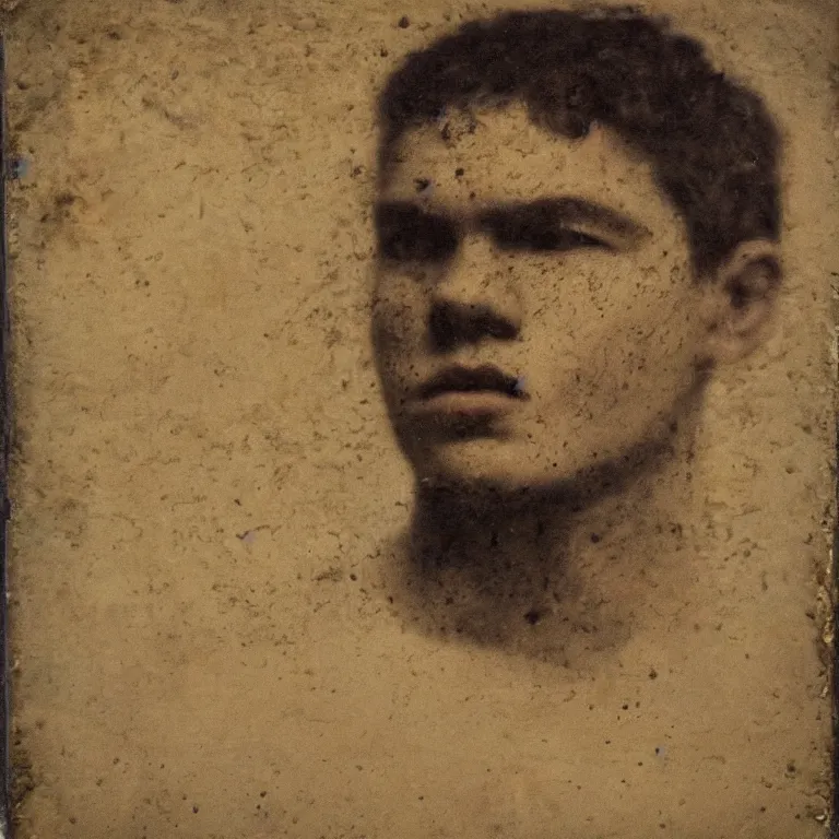 Image similar to Antique tintype of Beautiful warmly lit close up expressionistic studio portrait of young teenage the Hulk frowning severely, impasto oil painting heavy brushstrokes by Cy Twombly and Anselm Kiefer , trending on artstation dramatic lighting abstract Expressionism