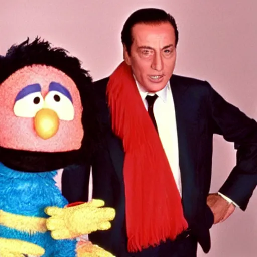 Image similar to silvio berlusconi as a special guest of sesame street, 8 0 s photo