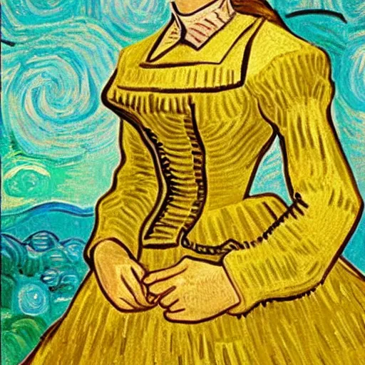 Prompt: emma watson painted by van gogh