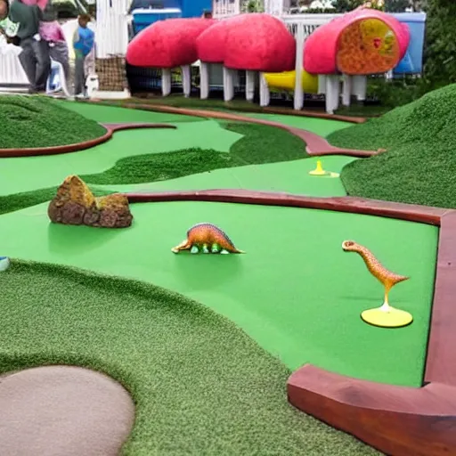 Image similar to dinosaur mini golf, mini put, golf, dinosaurs