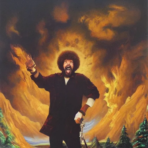 Image similar to bob ross screaming at the visigoths