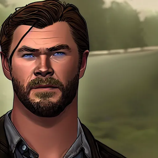 Prompt: portrait of chris hemsworth in style of telltale games the walking dead