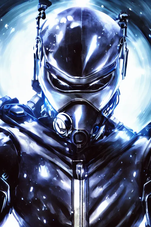 Image similar to cyber cyborg ninja mask helmet metal gear solid artic suit swat commando, global illumination ray tracing hdr fanart arstation by sung choi and eric pfeiffer and gabriel garza and casper konefal, a spectacular view cinematic rays of sunlight comic book illustration, by john kirby