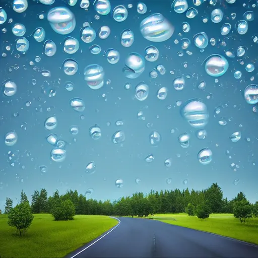 Prompt: a road made of opaque bubbles digital painting, matte painting, in the style of Beeple, 8k, highly detailed