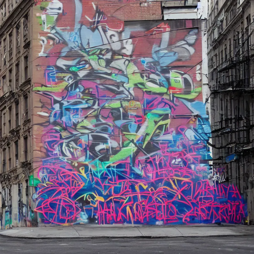 Prompt: a grafitti that reads hatica on a new york wall, hyper realistic