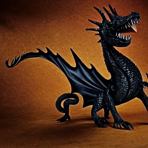 Image similar to oiled black baby dragon by tim burton