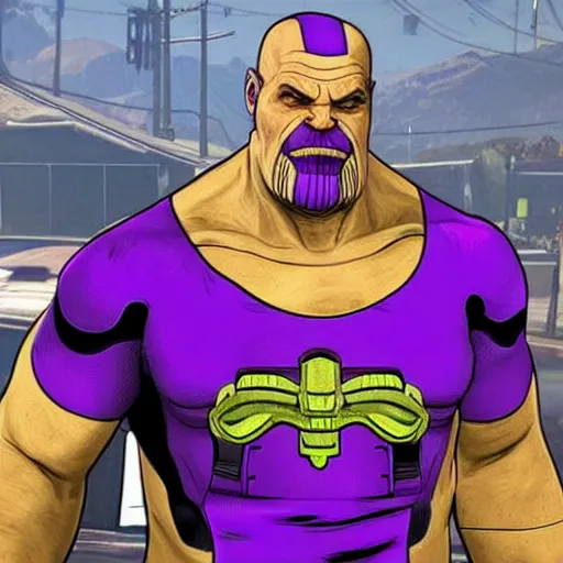 Prompt: Thanos in GTA V Art