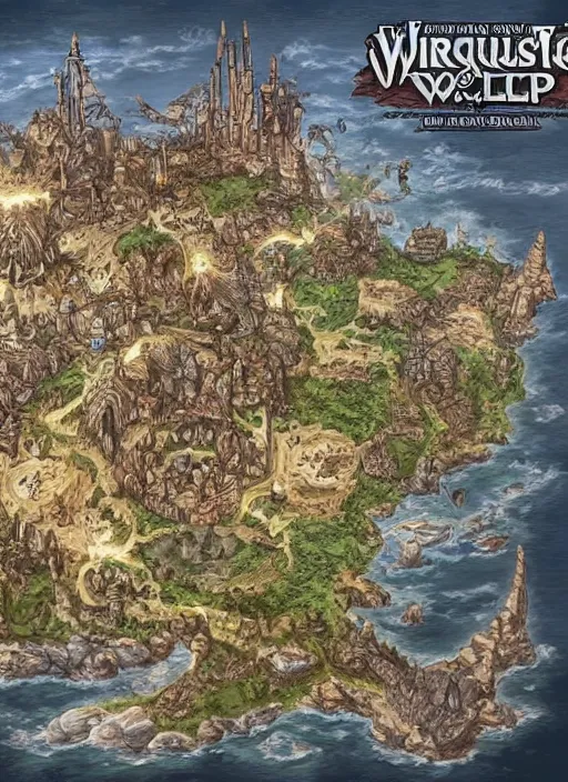 Image similar to large rpg world map _ by _ filipe _ pagliuso _ and _ justin _ gerard _ symmetric _ fantasy _ highly _ detailed _ realistic _ intricate _ port