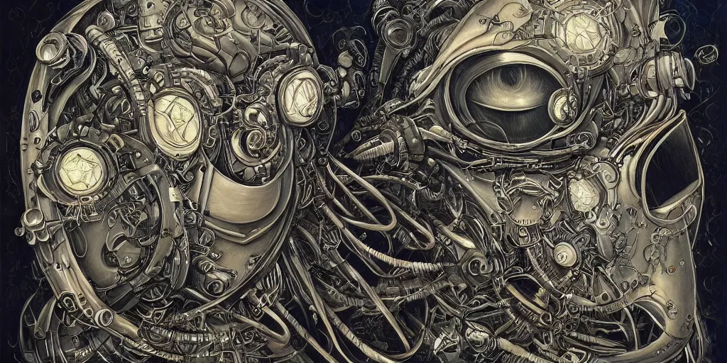 Image similar to a beautiful painting of robot by aaron horkey, trending on artstation