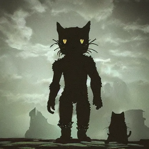 Image similar to cat by shadow of the colossus style