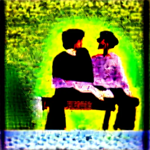 Image similar to a couple sitting on a park bench