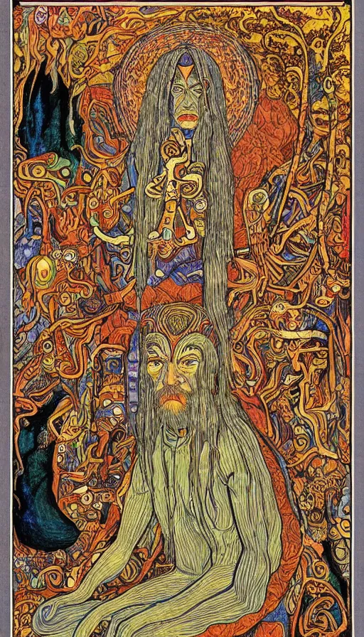 Image similar to portrait of a digital shaman, by ivan bilibin,