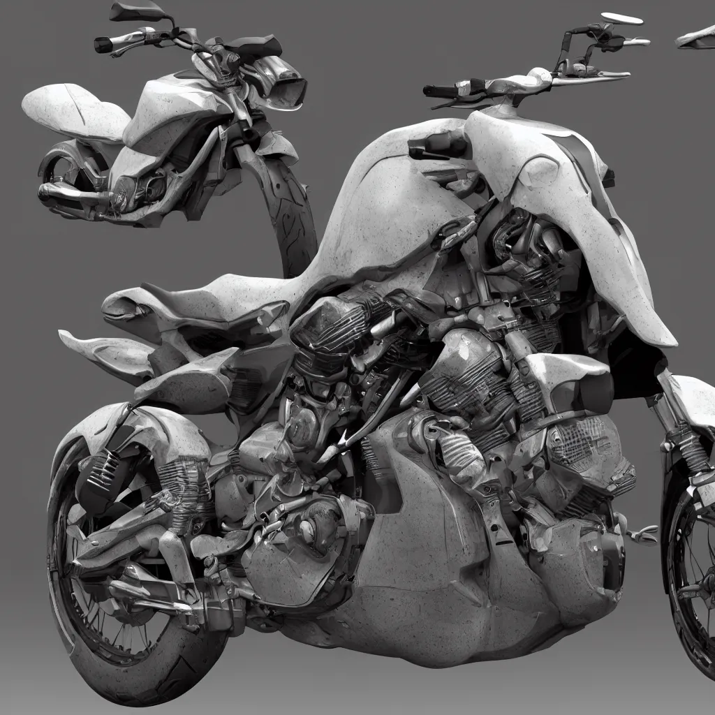 Image similar to “Hyper realistic motorbike, photo real, highly detailed, vray, 8k render, high rendering”