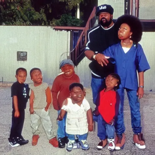 Image similar to ice cube as a toddler , gangsta gang in kindergarten