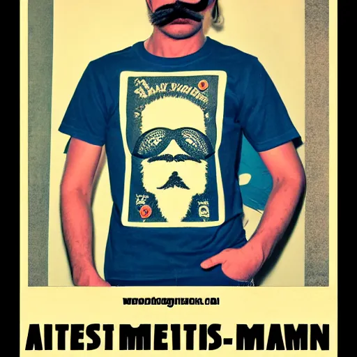 Image similar to vintage men's t - shirt, mustache, old school, wes anderson style