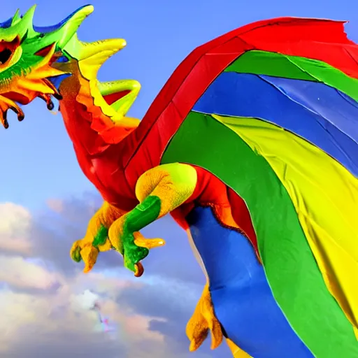 Prompt: a cute rainbow dragon