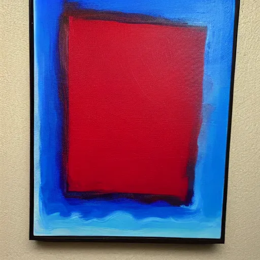 Image similar to acrylic abstract painting on canvas using primary red and blue