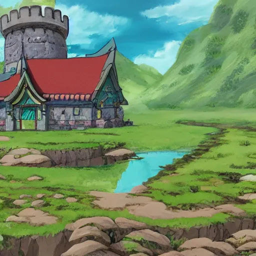 Image similar to Hyrule castle studio ghibli themed