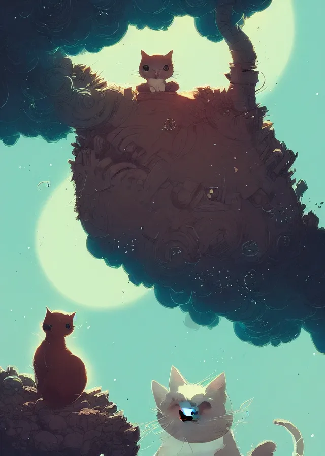 Image similar to cute cat, by victo ngai and andreas rocha and greg rutkowski, trending on artstation, unreal engine, 8 k hd wallpaperjpeg artifact, blur, artfact