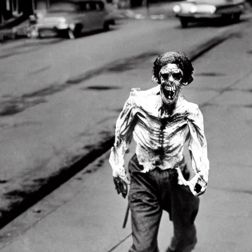 Prompt: real life irradiated walking zombie 1950s black and white award winning photo highly detailed, highly in focus, highly life-like Arriflex 35 II, by stanley kubrick