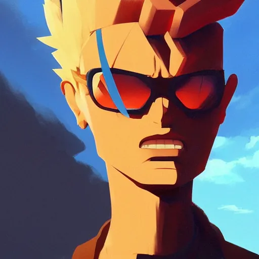 Image similar to face icon stylized minimalist trigun, loftis, cory behance hd by jesper ejsing, by rhads, makoto shinkai and lois van baarle, ilya kuvshinov, rossdraws global illumination