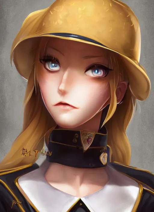 Image similar to full size persona, female sheriff, global lighting, detail, ultra sharpness, beautiful female, detailed face, art by huyy nguyen, by anime style