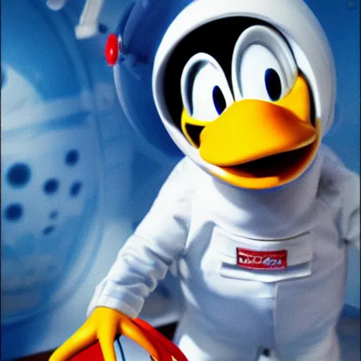 Image similar to donald duck as an astronaut, real life, photorealistic, 3 d