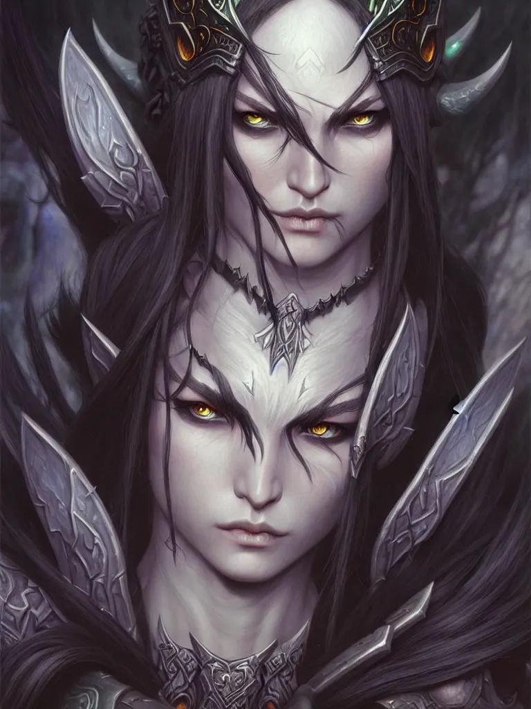 Prompt: World of Warcraft dark elvish character portrait drawn by Katsuhiro Otomo, photorealistic style, intricate detailed oil painting, detailed illustration, oil painting, painterly feeling, centric composition singular character