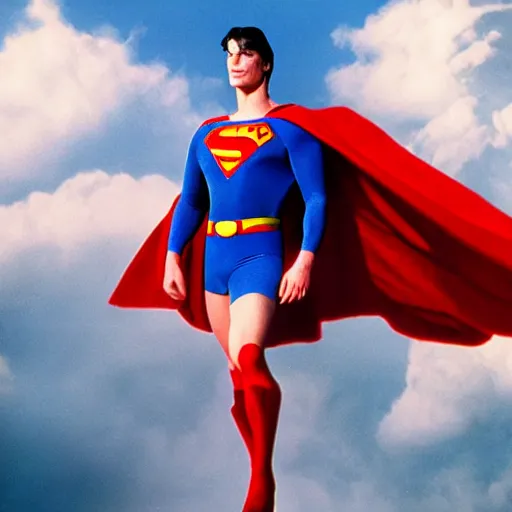Image similar to award winning photography of christopher reeve as superman, 8 k