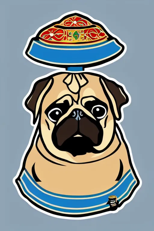 Prompt: Portrait of a pug as the pope, sticker, colorful, illustration, highly detailed, simple, smooth and clean vector curves, no jagged lines, vector art, smooth