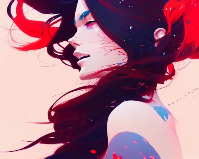 Image similar to a ultradetailed beautiful panting of a stylish woman with flowing hair, by conrad roset, greg rutkowski and makoto shinkai, trending on artstation