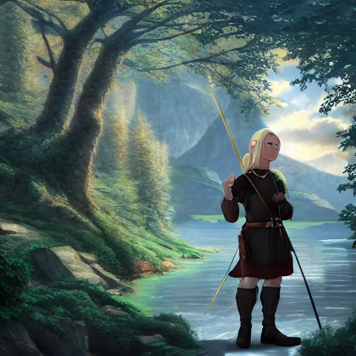 Prompt: Legolas depicted as a muppet, extra detailed, digital illustration, by Makoto Shinkai and thomas kinkade, digital painting, Matte painting, trending on artstation and unreal engine