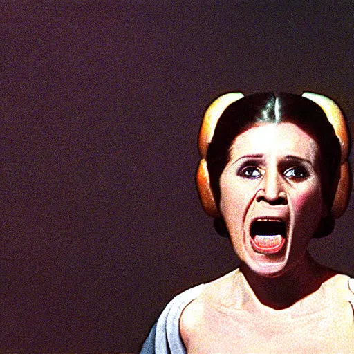 Image similar to a film still of princess leia screaming, artwork by caravaggio