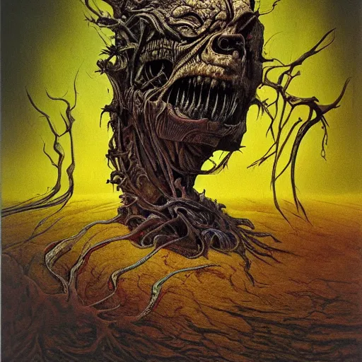 Prompt: madness creature, fluid, smooth, organic, crazy, bright, colours, tumours, high contrast, sharpness, dramatic, very detailed, intricate, by hr giger and richard corben and zdzisław beksinski and francis bacon