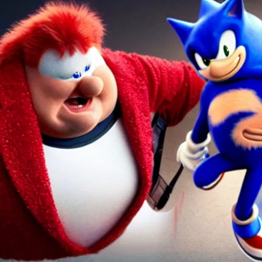 Image similar to Chris Farley playing Doctor Robotnik, in the new action-movie Sonic, full-cosplay