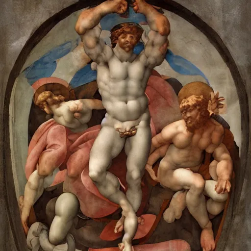 Prompt: michelangelo fresco of tumblr discourse about fanfiction, museum archives, high definition ultra detailed intricate