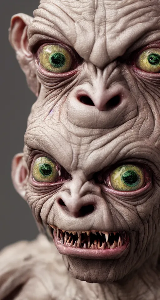 Image similar to photo of demon gollum, full portrait, realistic face, detailed, sony a 7 r