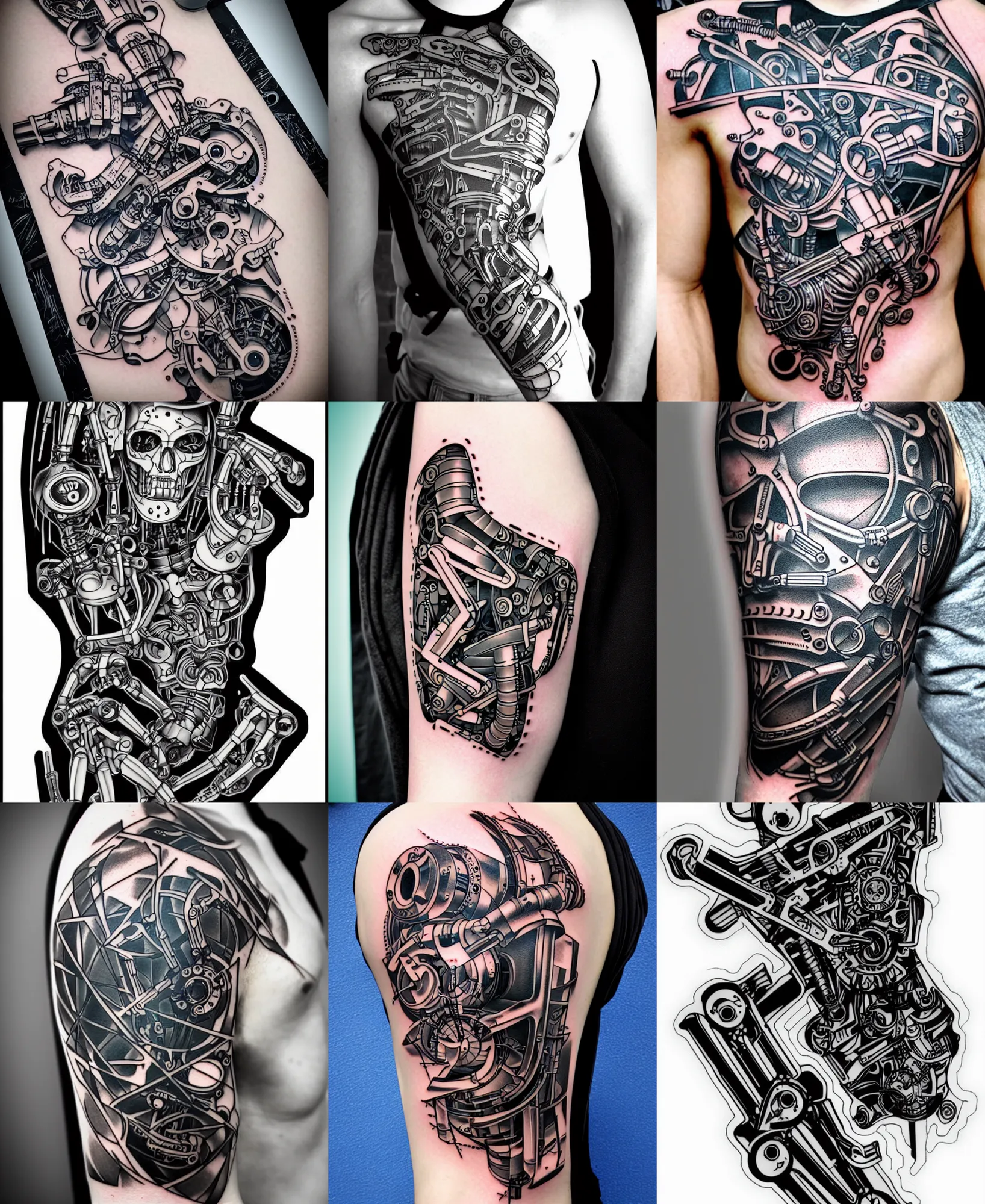 Image similar to biomechnical arm cybernetic tattoo stencil