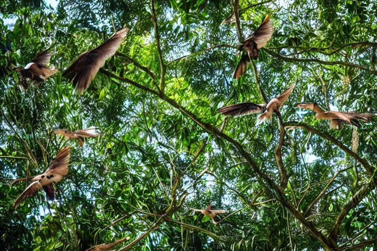 Image similar to birds flying out of a tree in the jungle