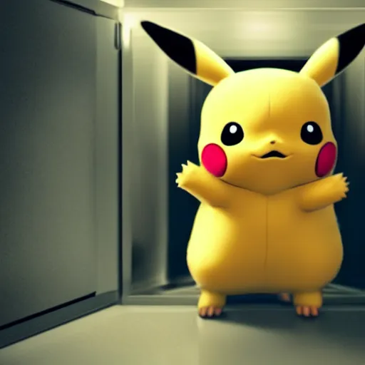 Image similar to stunning awe inspiring photorealistic pikachu inside a microwave, movie still 8 k hdr atmospheric lighting