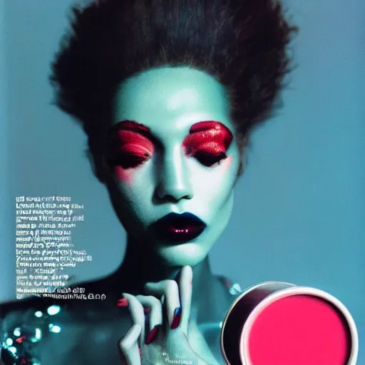 Prompt: portrait of an alien with lipstick, kodak, detailed, vogue magazine