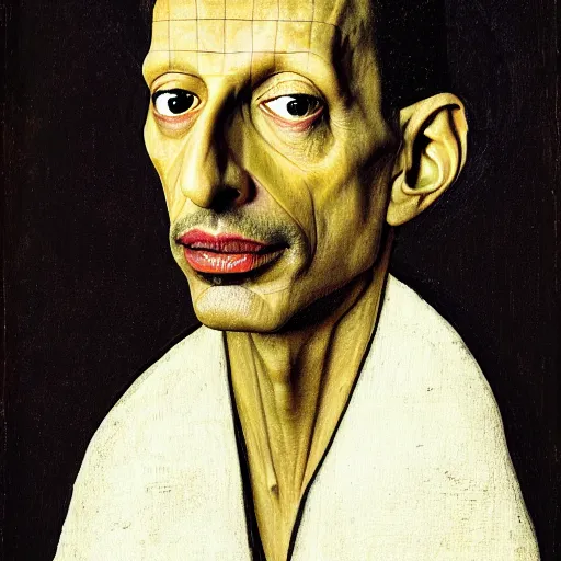 Prompt: portrait of jeff goldblum by hieronymous bosch