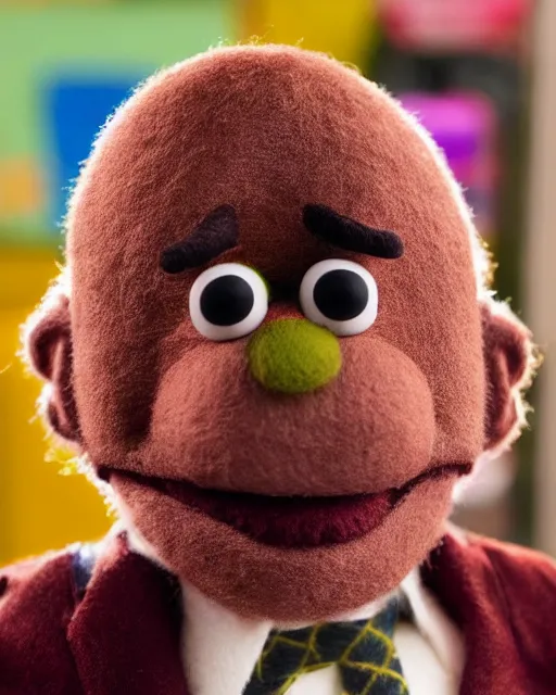Image similar to stanley hudson as a muppet. highly detailed felt. hyper real photo. 4 k.