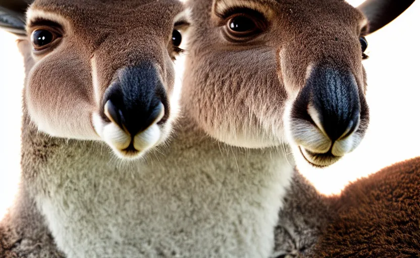 Image similar to portrait of a kangaroo, studio photography, cinematic lighting, 8 k