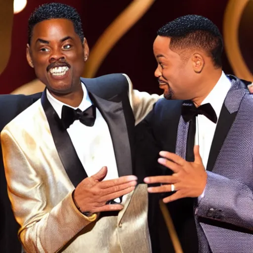 Prompt: chris rock slapping will smith at the oscars 2022