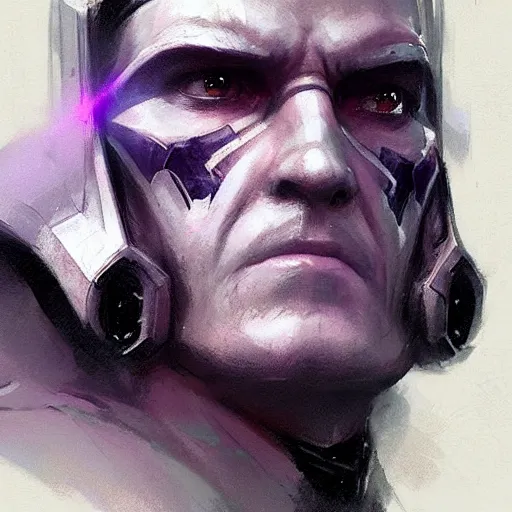 Image similar to concept art of a portrait by greg rutkowski, a soldier of the eternal empire wearing purple and white tactical gear, star wars expanded universe, smooth, sharp focus, artstation hq.