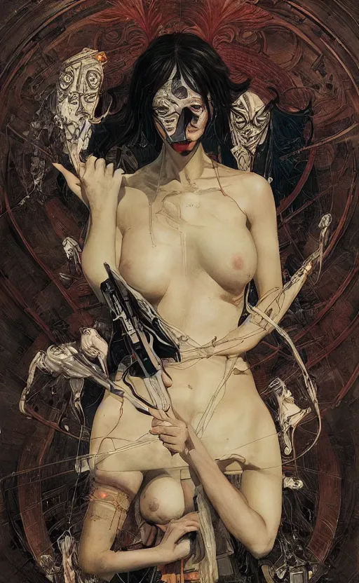 Prompt: hegel, eun emerging from renaissance italy into a cyberpunk mutiversal realm by conrad roset, nicola samuri, dino valls, m. w. kaluta, jakub rebelka, rule of thirds, seductive look, beautiful