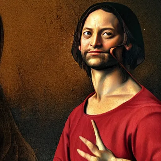 Prompt: Renaissance style painting of Tobey Maguire