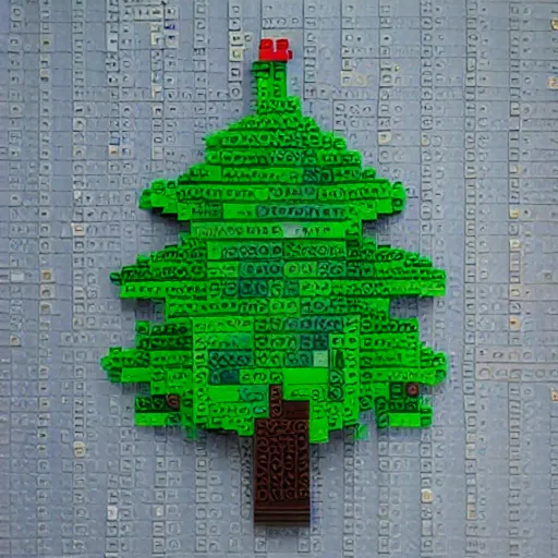 Prompt: Tree made of legos, aerial view, seamless mosaic